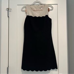 LOFT black and white scallop hem a-line dress